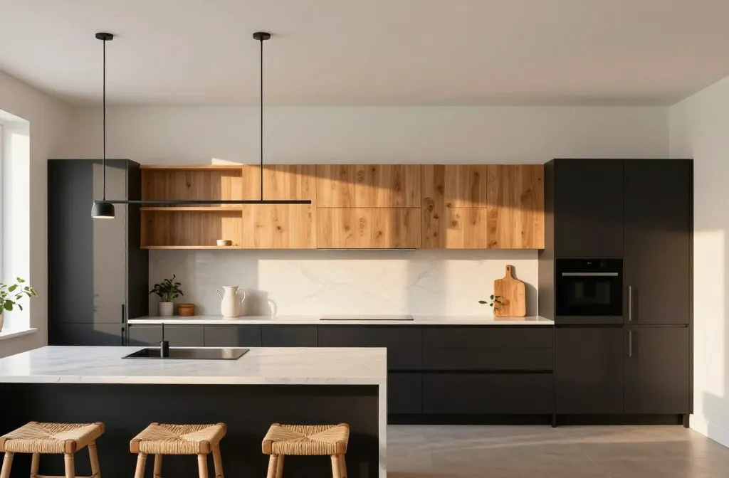 10 Black and Wood Kitchen Cabinets That Look Designer