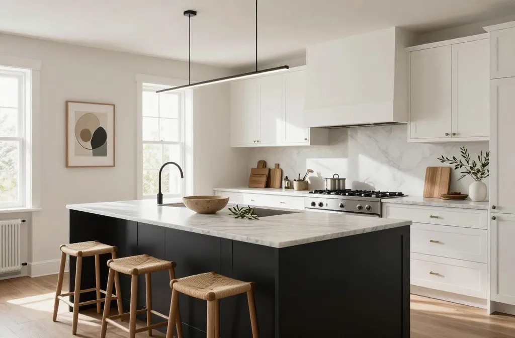 Stunning 10 Black Kitchen Island White Cabinets Ideas