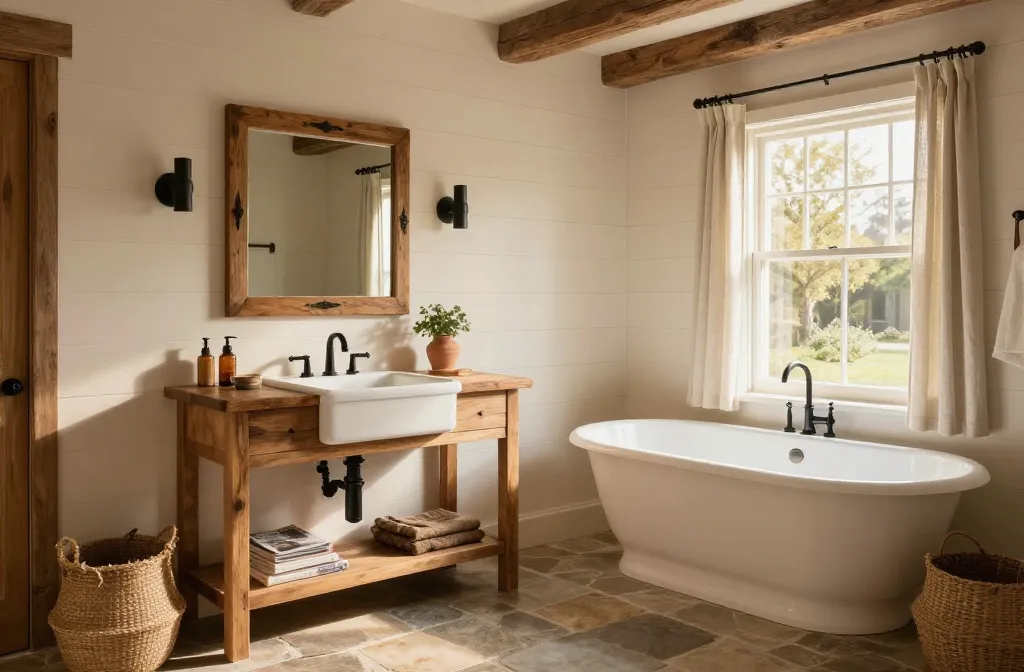 Cozy Up with 10 Rustic Farmhouse Bathroom Ideas