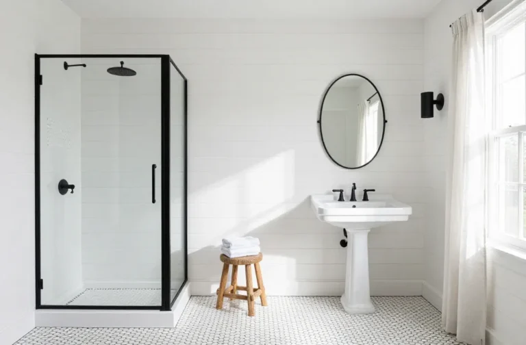 10 Black and White Farmhouse Bathroom Ideas with Bold Charm