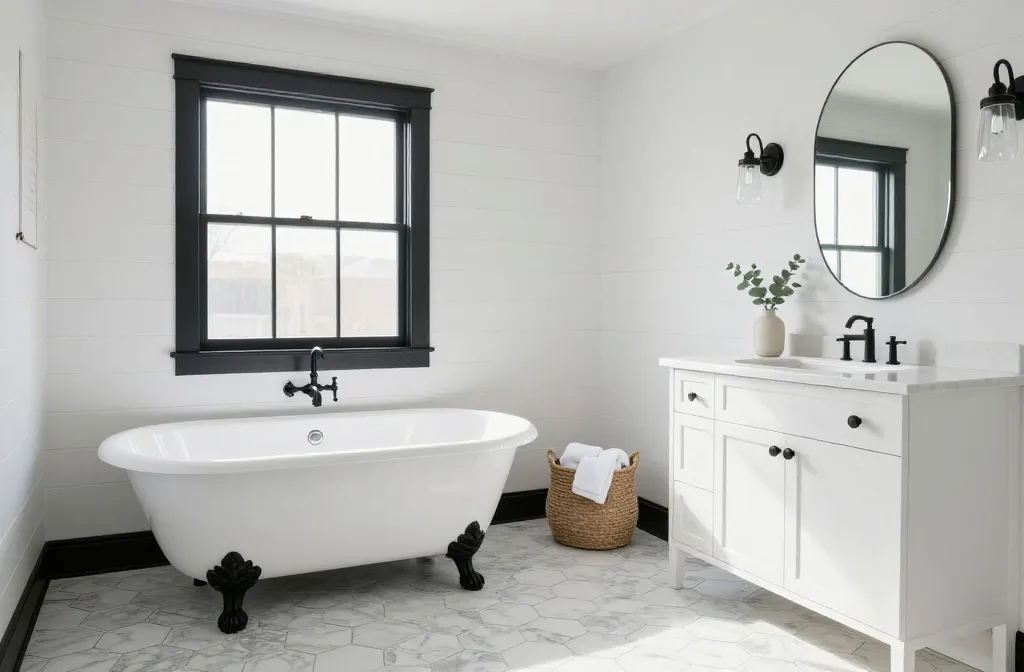 10 Farmhouse Bathroom Black and White Ideas That Wow