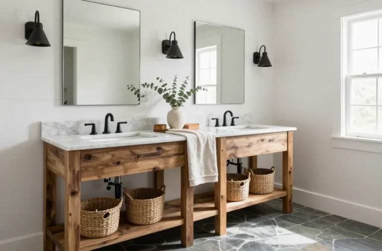 10 Farmhouse Bathroom Cabinets That Ooze Cozy Charm