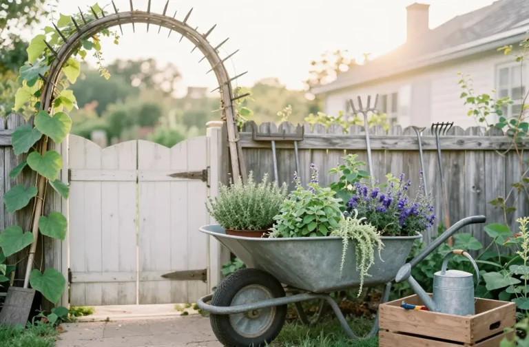 Steal These 12 Rustic Garden Decor Ideas Using Old Tools & Farm Items